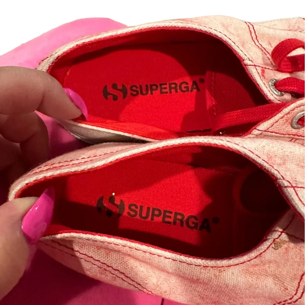 SUPERGA CANVAS COTU RED TONAL PINK LACEUP SNEAKERS 9.5